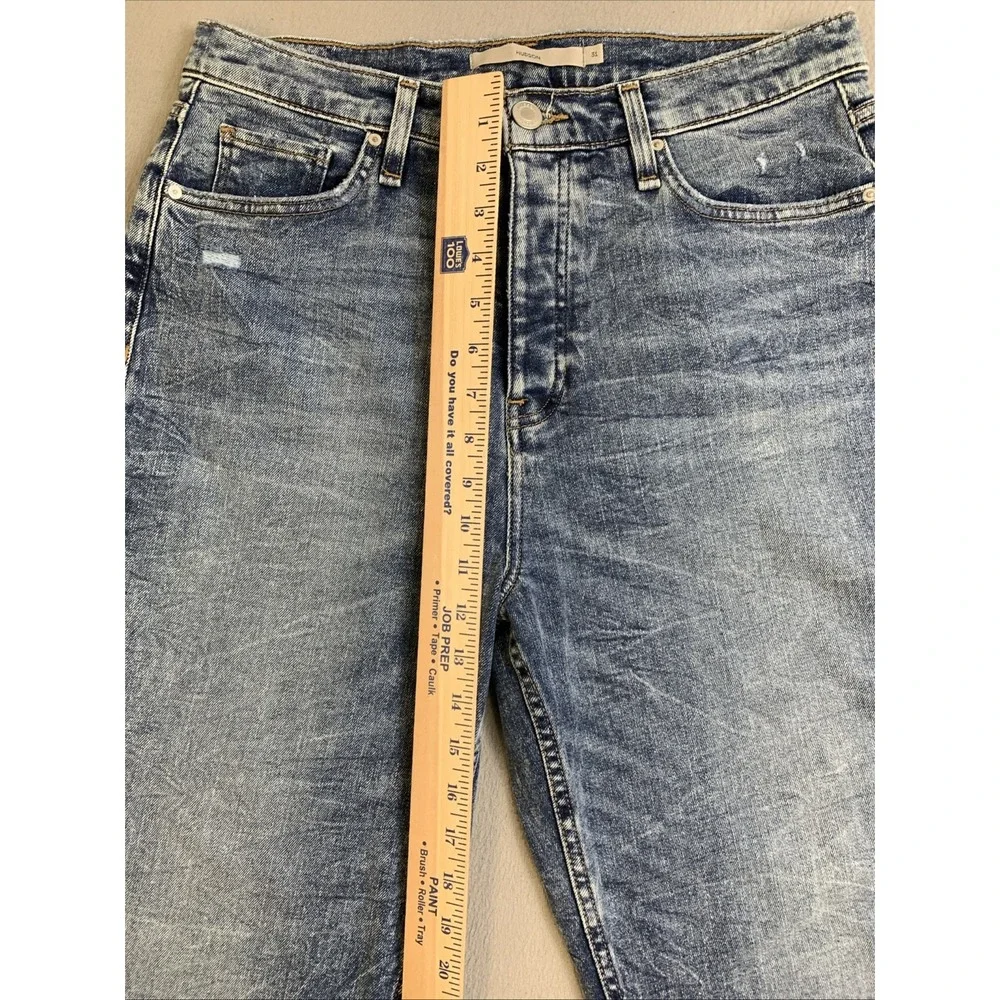 Hudson Holly Jeans Women's Size 31 Blue Denim Distressed‎ Button Fly Raw Hem